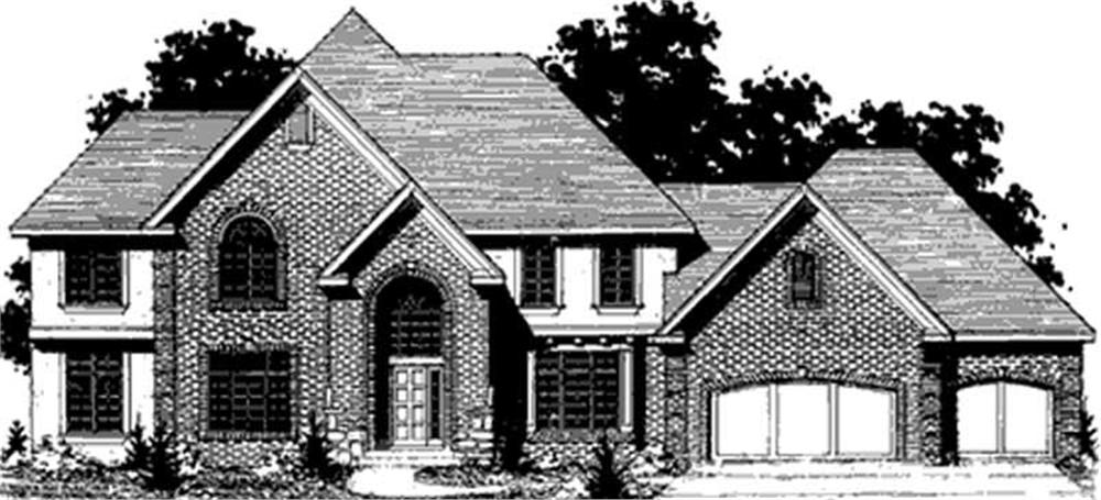 Front view of European home (ThePlanCollection: House Plan #146-2193)