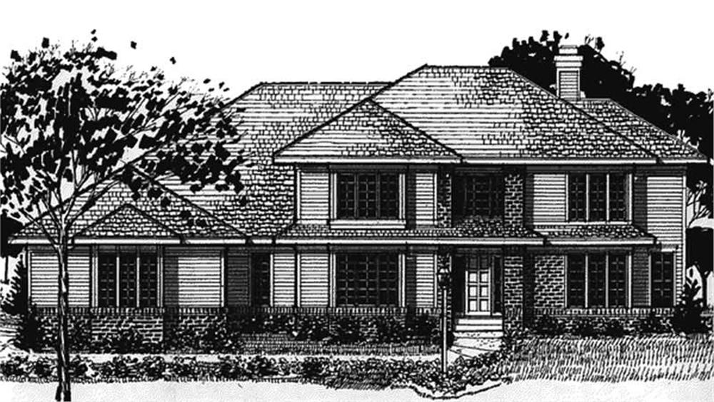 Front view of Colonial home (ThePlanCollection: House Plan #146-2194)