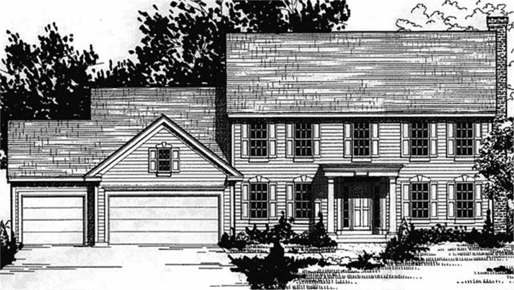 Front view of Colonial home (ThePlanCollection: House Plan #146-2195)