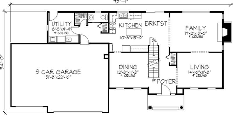 Floor Plan First Story of Colonial Plan #146-2195