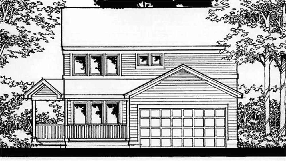 Front view of Country home (ThePlanCollection: House Plan #146-2197)