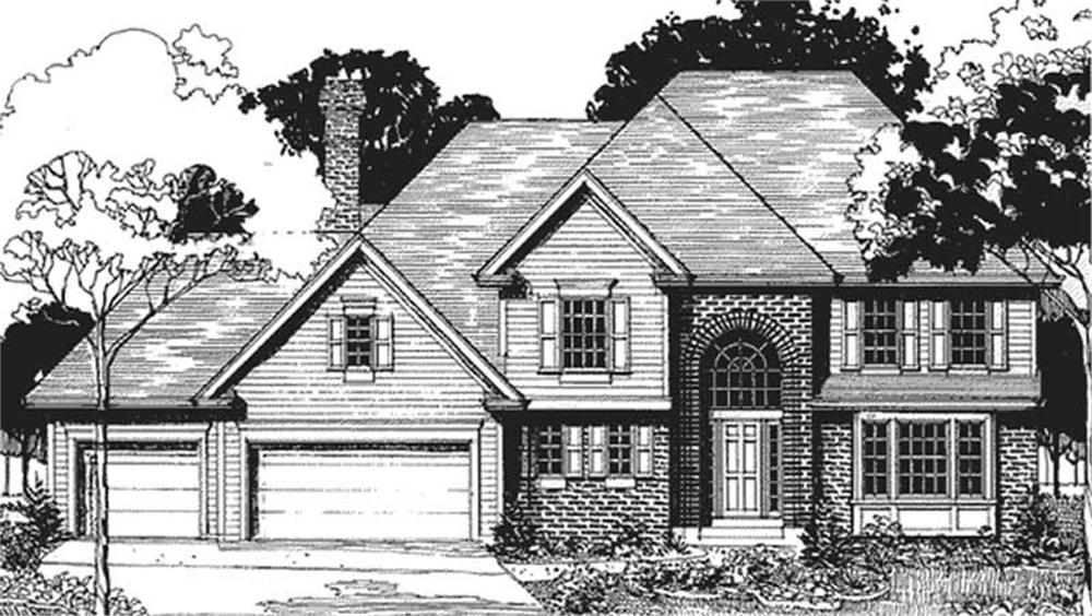 Front view of European home (ThePlanCollection: House Plan #146-2199)