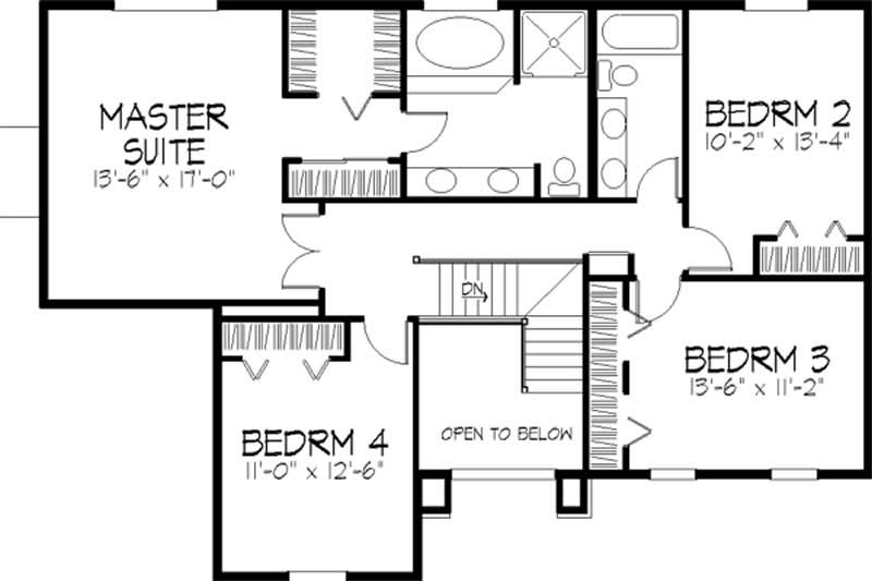 Floor Plan Second Story of European Plan #146-2199