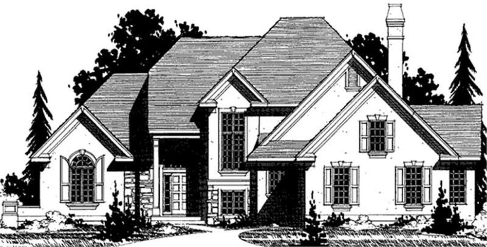Front view of European home (ThePlanCollection: House Plan #146-2200)