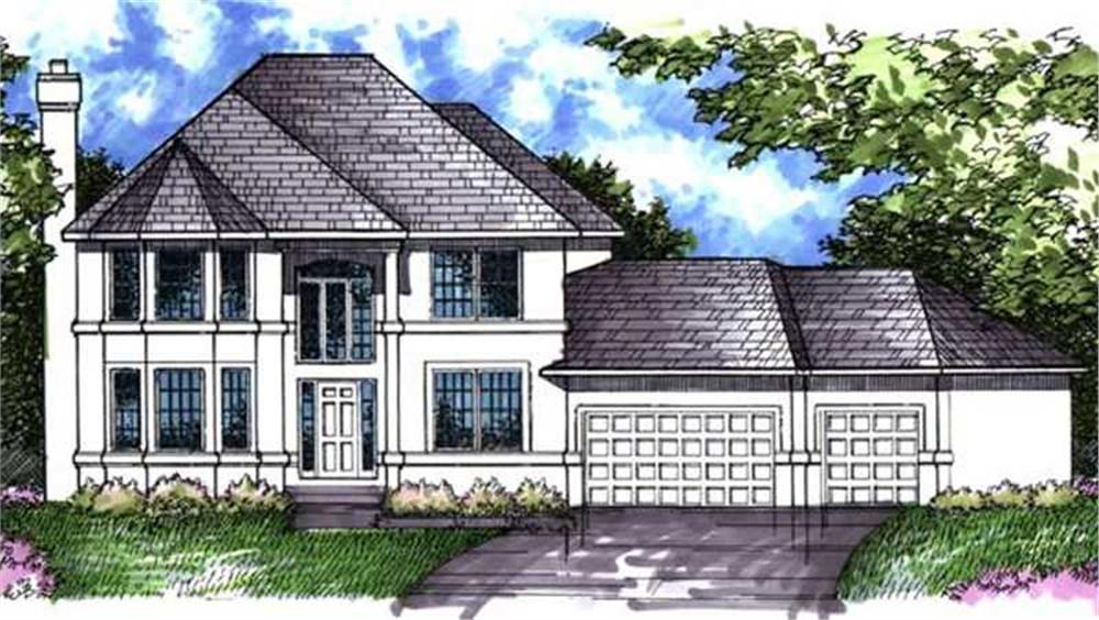 Front view of European home (ThePlanCollection: House Plan #146-2202)
