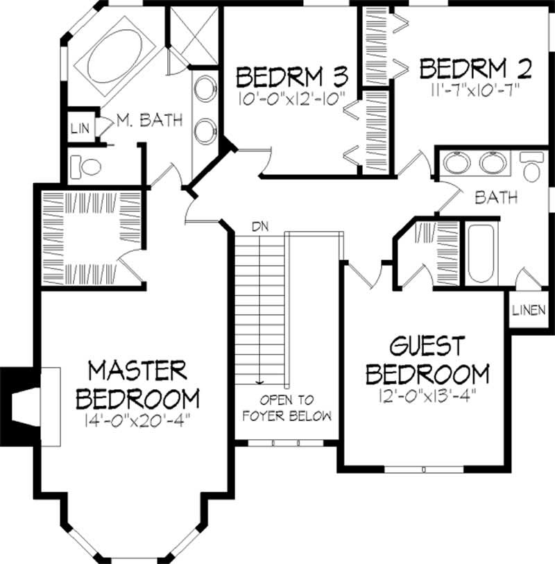 Floor Plan Second Story of European Plan #146-2202