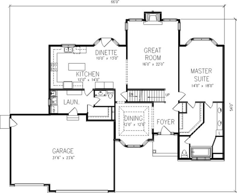 Floor Plan First Story of Cape Cod Plan #146-2205