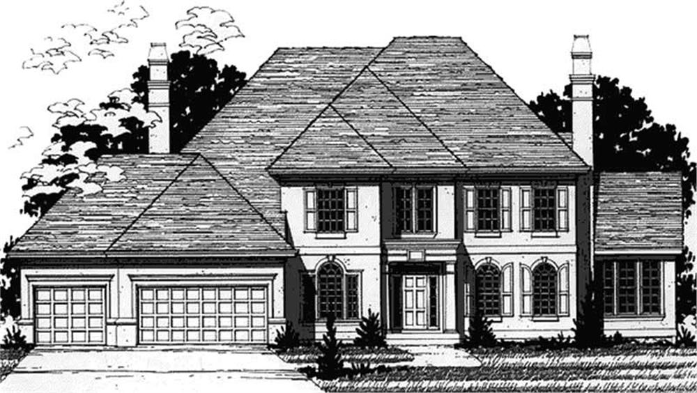 Front view of European home (ThePlanCollection: House Plan #146-2207)