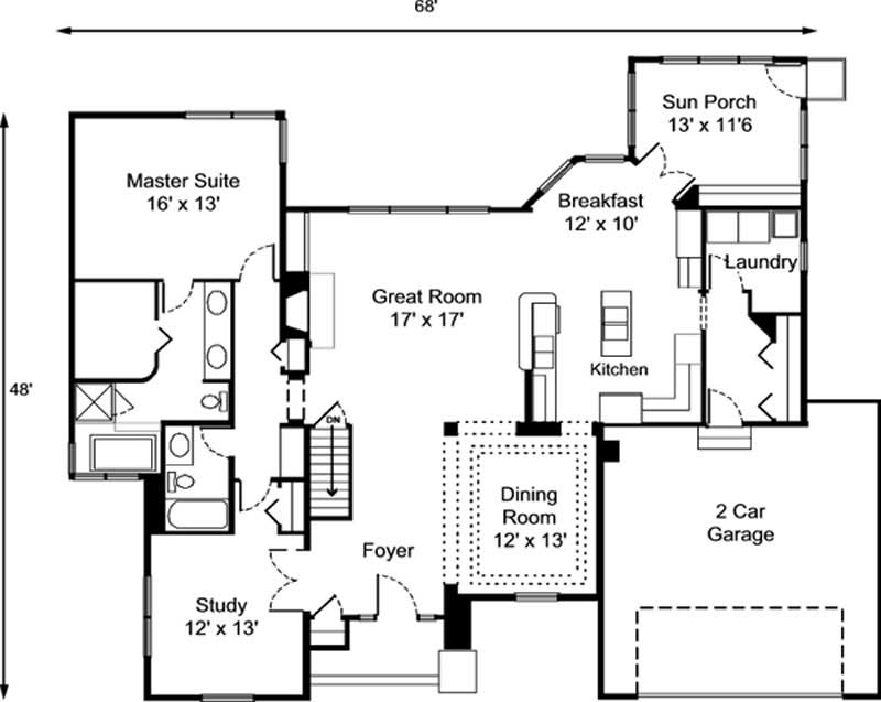 Floor Plan First Story of European Plan #146-2208