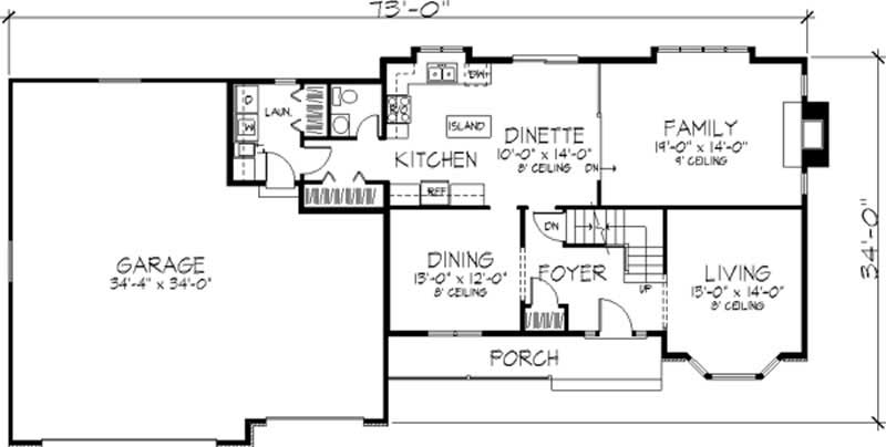 Floor Plan First Story of Country Plan #146-2209