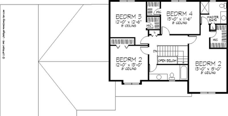 Floor Plan Second Story of Country Plan #146-2209