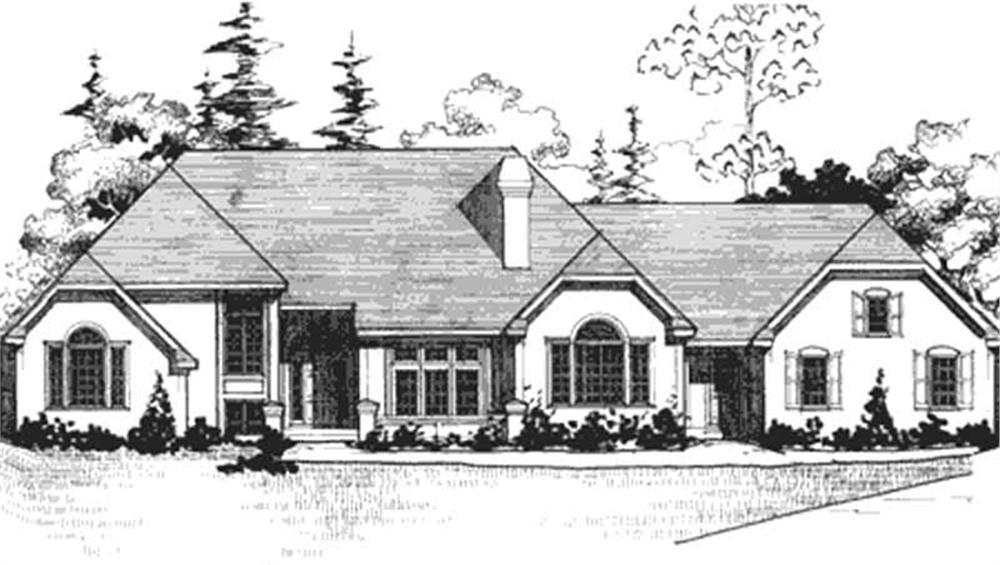 Front view of European home (ThePlanCollection: House Plan #146-2210)