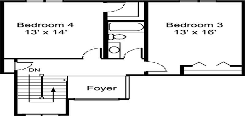 Floor Plan Second Story of European Plan #146-2210