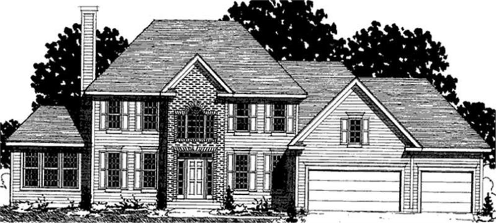 Front view of Colonial home (ThePlanCollection: House Plan #146-2211)