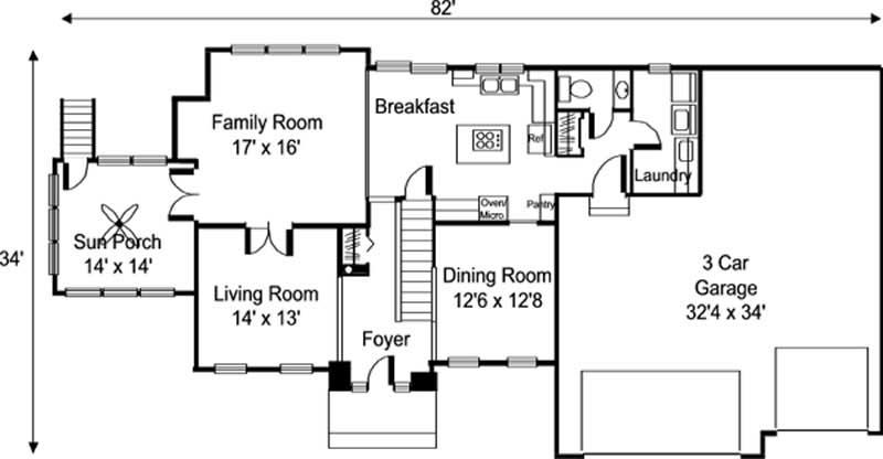 Floor Plan First Story of Colonial Plan #146-2211