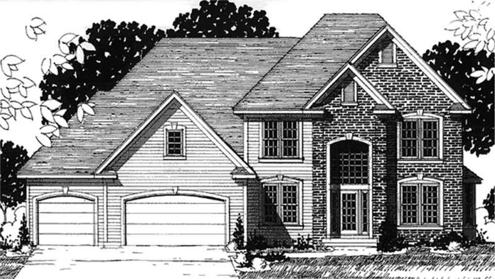 Front view of European home (ThePlanCollection: House Plan #146-2213)
