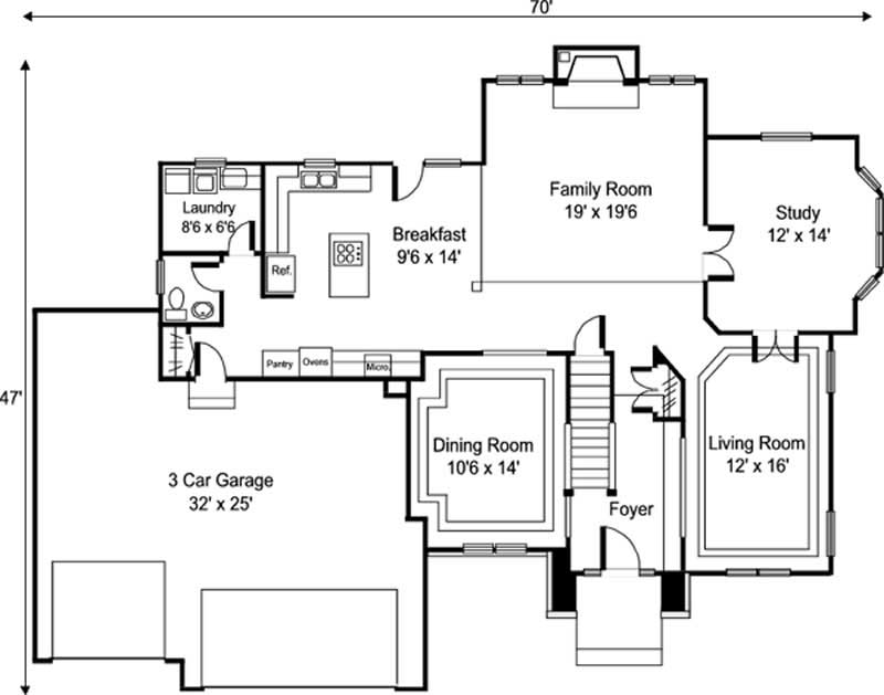 Floor Plan First Story of European Plan #146-2213