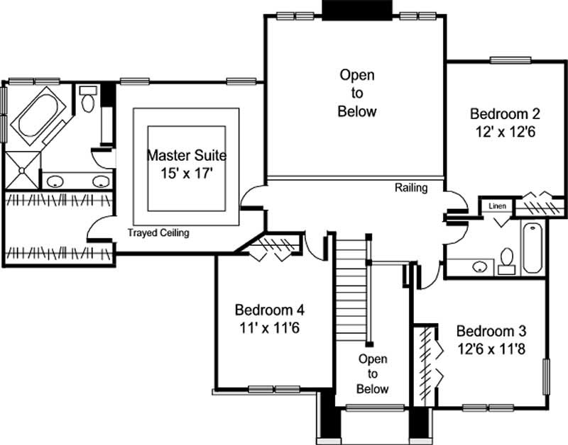 Floor Plan Second Story of European Plan #146-2213