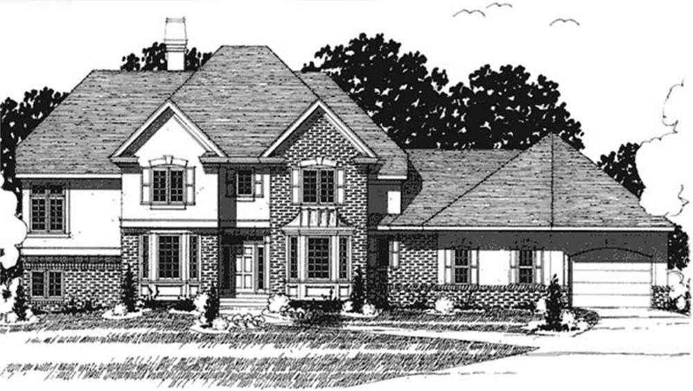 Front view of European home (ThePlanCollection: House Plan #146-2214)