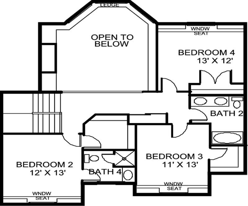 Floor Plan Second Story of European Plan #146-2214