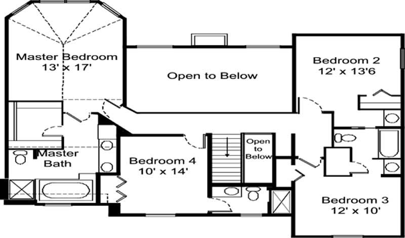 Floor Plan Second Story of Colonial Plan #146-2215