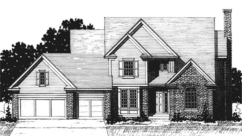 Front view of European home (ThePlanCollection: House Plan #146-2216)