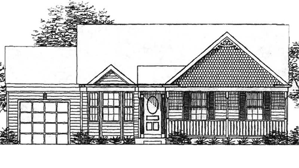 Front view of Country home (ThePlanCollection: House Plan #146-2217)