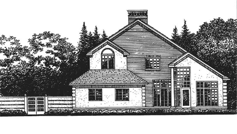 Front view of Colonial home (ThePlanCollection: House Plan #146-2221)