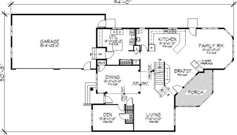Floor Plan First Story of Colonial Plan #146-2221
