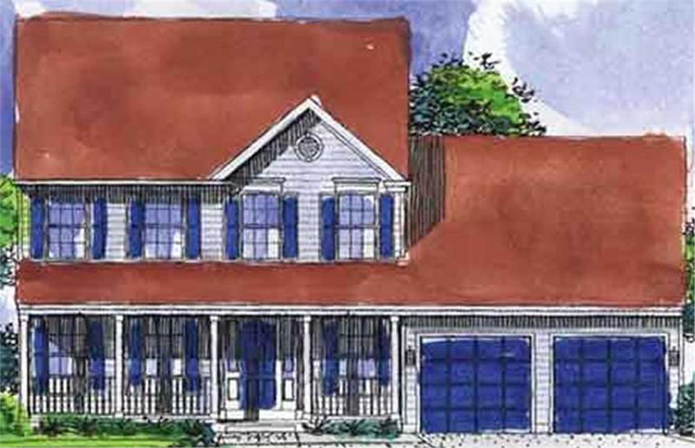 Front view of Colonial home (ThePlanCollection: House Plan #146-2222)