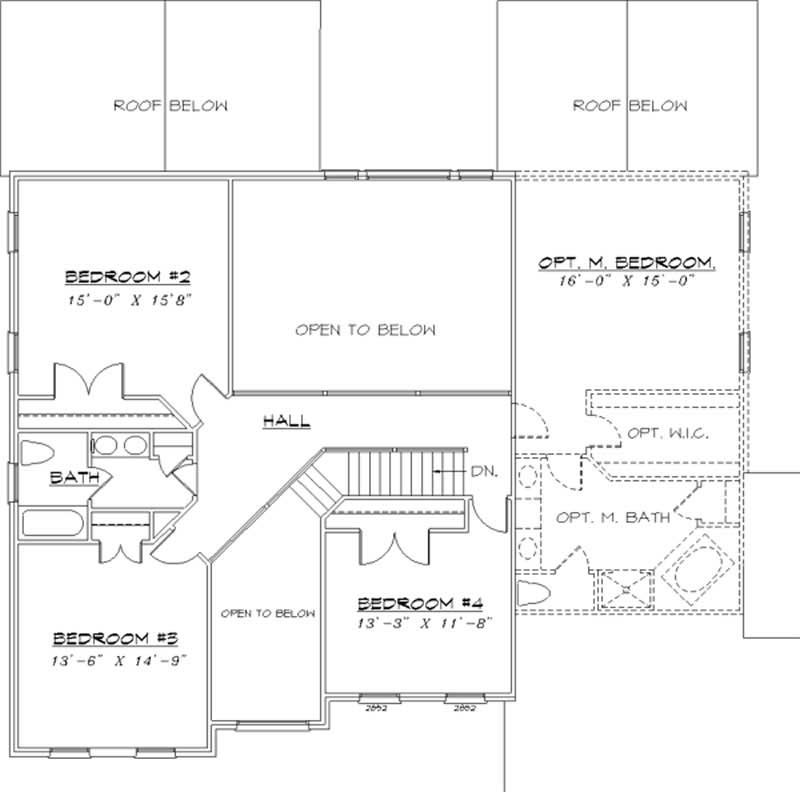 Floor Plan Second Story of Colonial Plan #146-2225