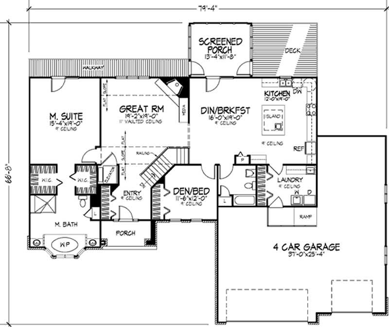 Floor Plan First Story of French Plan #146-2228