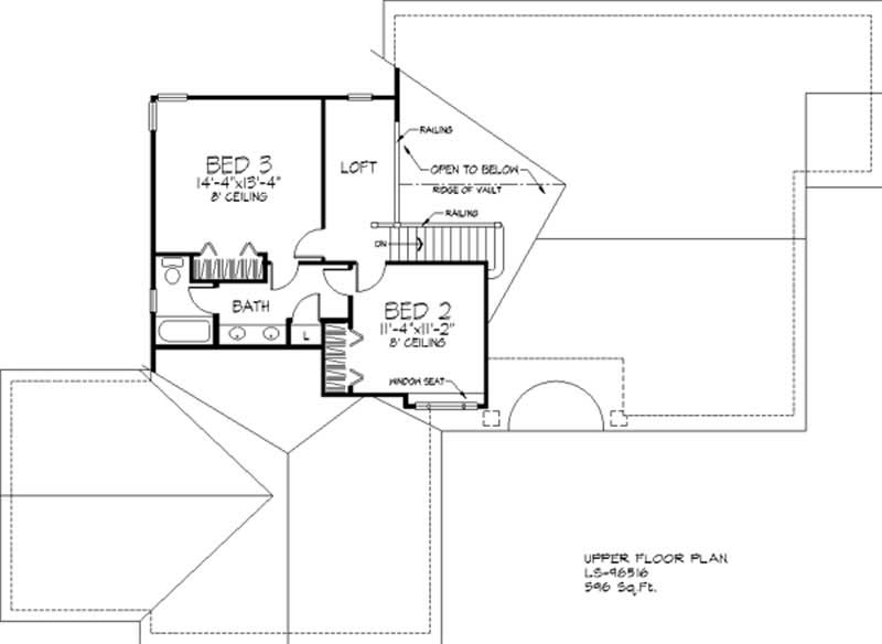Floor Plan Second Story of Cape Cod Plan #146-2229