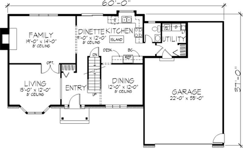 Floor Plan First Story of Country Plan #146-2232
