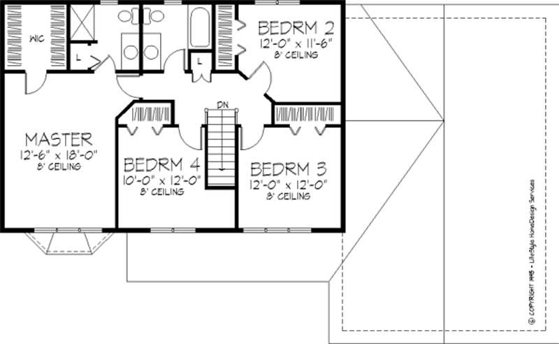 Floor Plan Second Story of Country Plan #146-2232