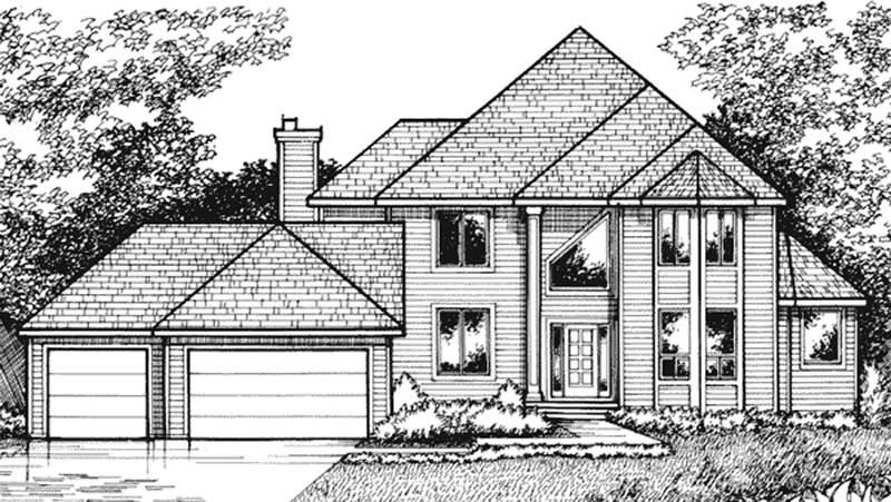 Home Plan Front Elevation of this 4-Bedroom,3381 Sq Ft Plan -146-2235