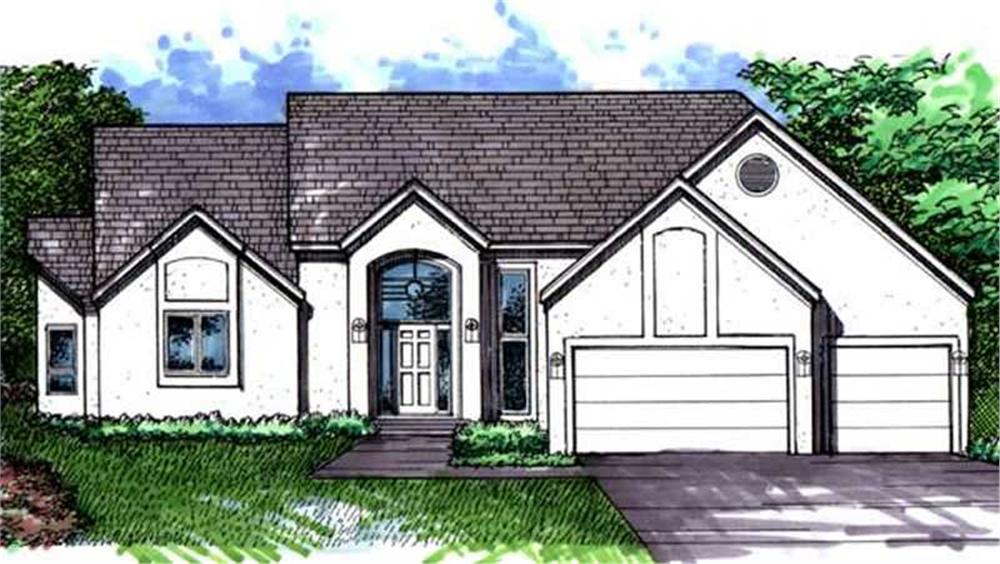 Front view of Ranch home (ThePlanCollection: House Plan #146-2236)