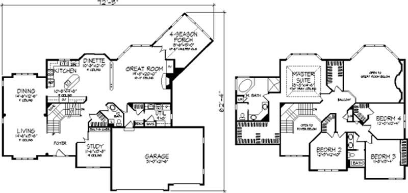 Floor Plan Second Story of Colonial Plan #146-2237