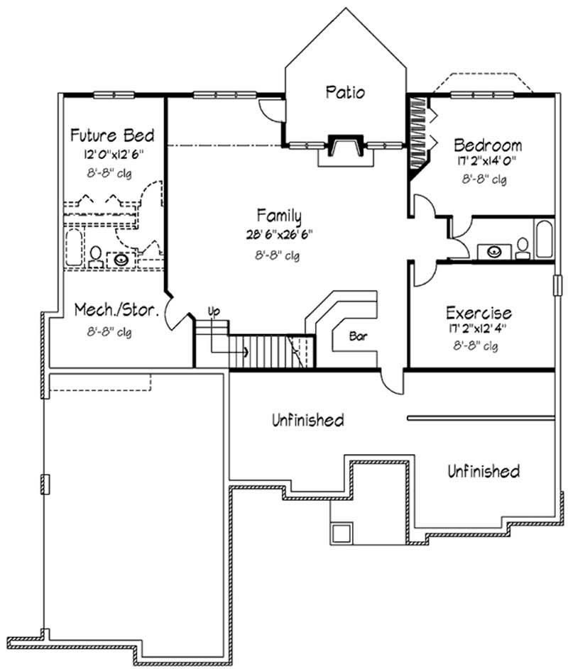 Floor Plan Basement of European Plan #146-2238