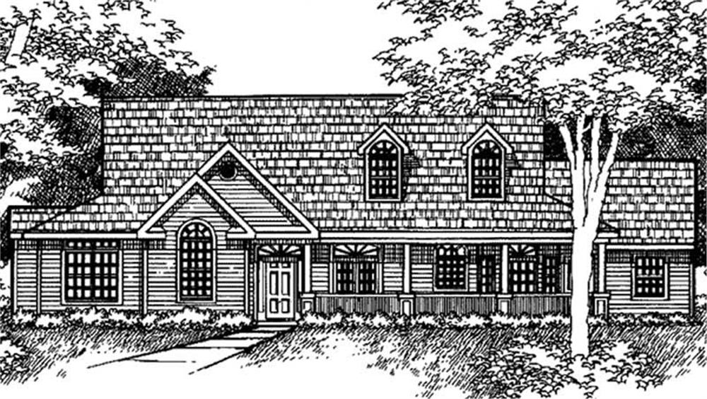 Front view of Country home (ThePlanCollection: House Plan #146-2242)
