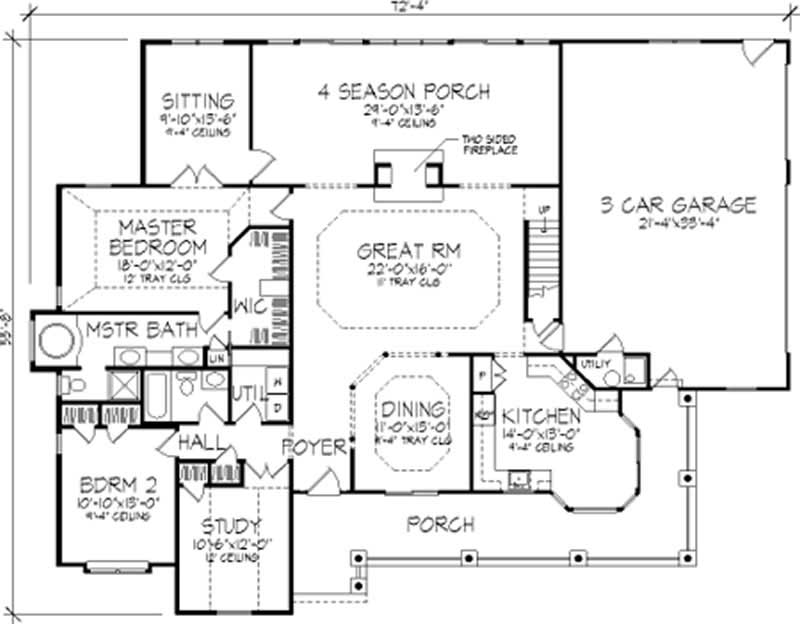 Floor Plan First Story of Country Plan #146-2242