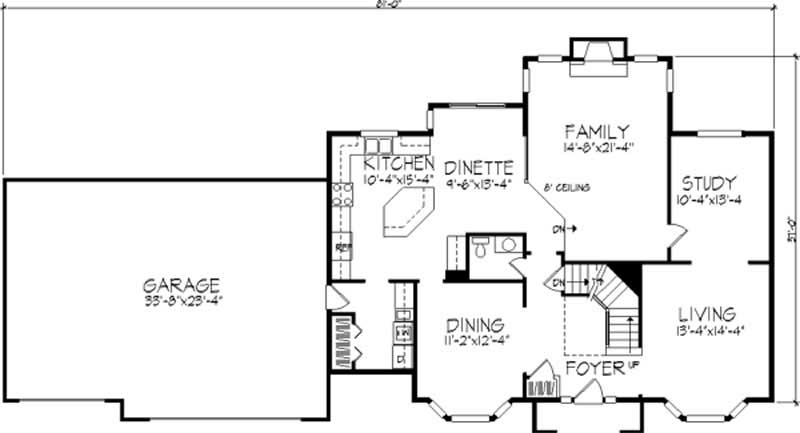 Floor Plan First Story of French Plan #146-2243