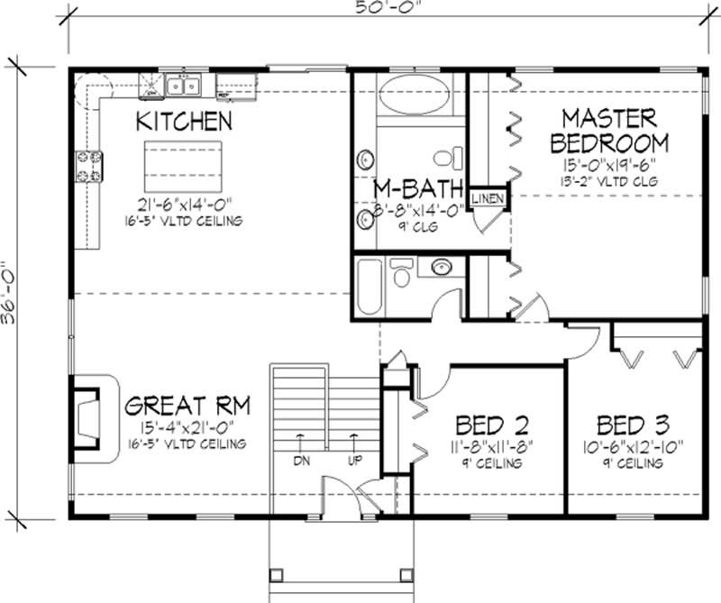 Floor Plan Second Story of Colonial Plan #146-2250