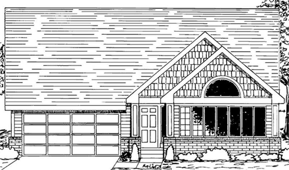 Front view of Cottage home (ThePlanCollection: House Plan #146-2256)