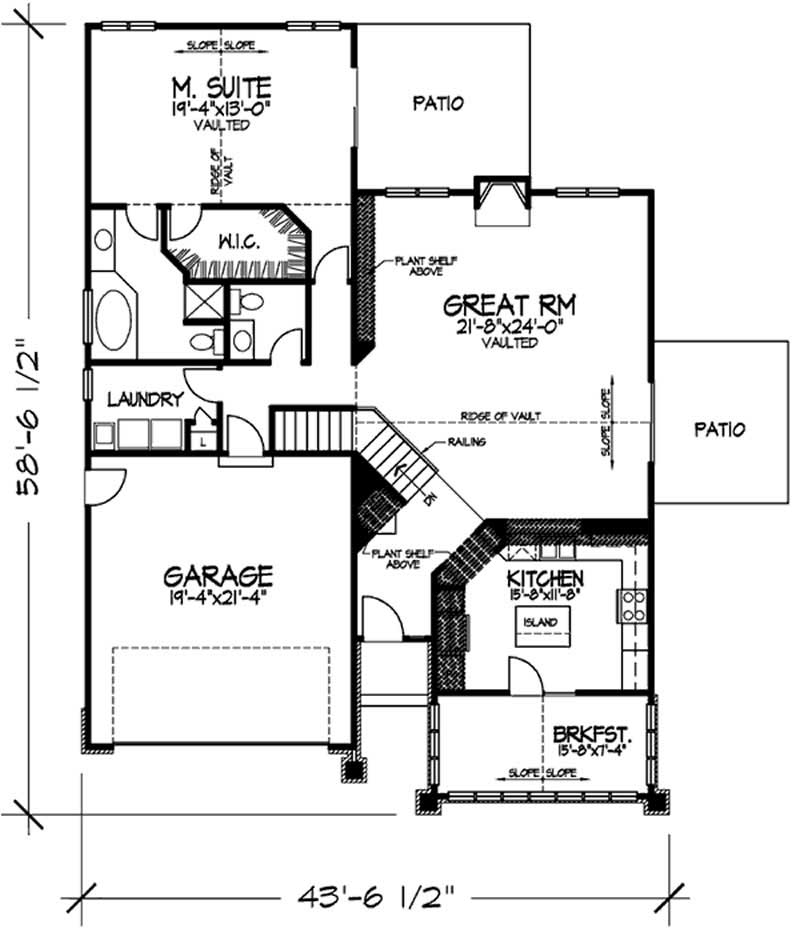 Floor Plan First Story of Cottage Plan #146-2256
