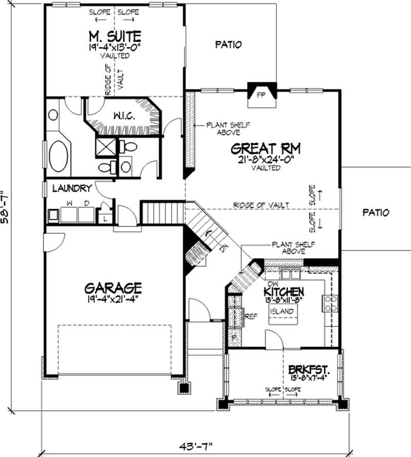 Floor Plan Second Story of Cottage Plan #146-2256
