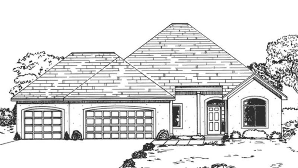 Front view of European home (ThePlanCollection: House Plan #146-2257)