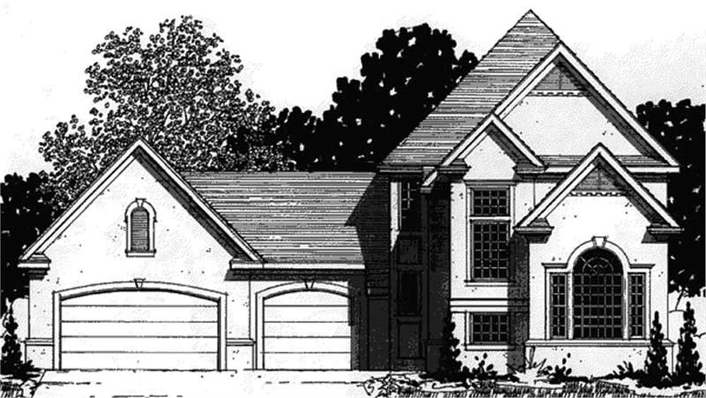 Front view of European home (ThePlanCollection: House Plan #146-2260)
