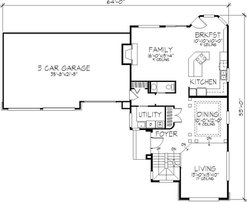 Floor Plan First Story of European Plan #146-2260