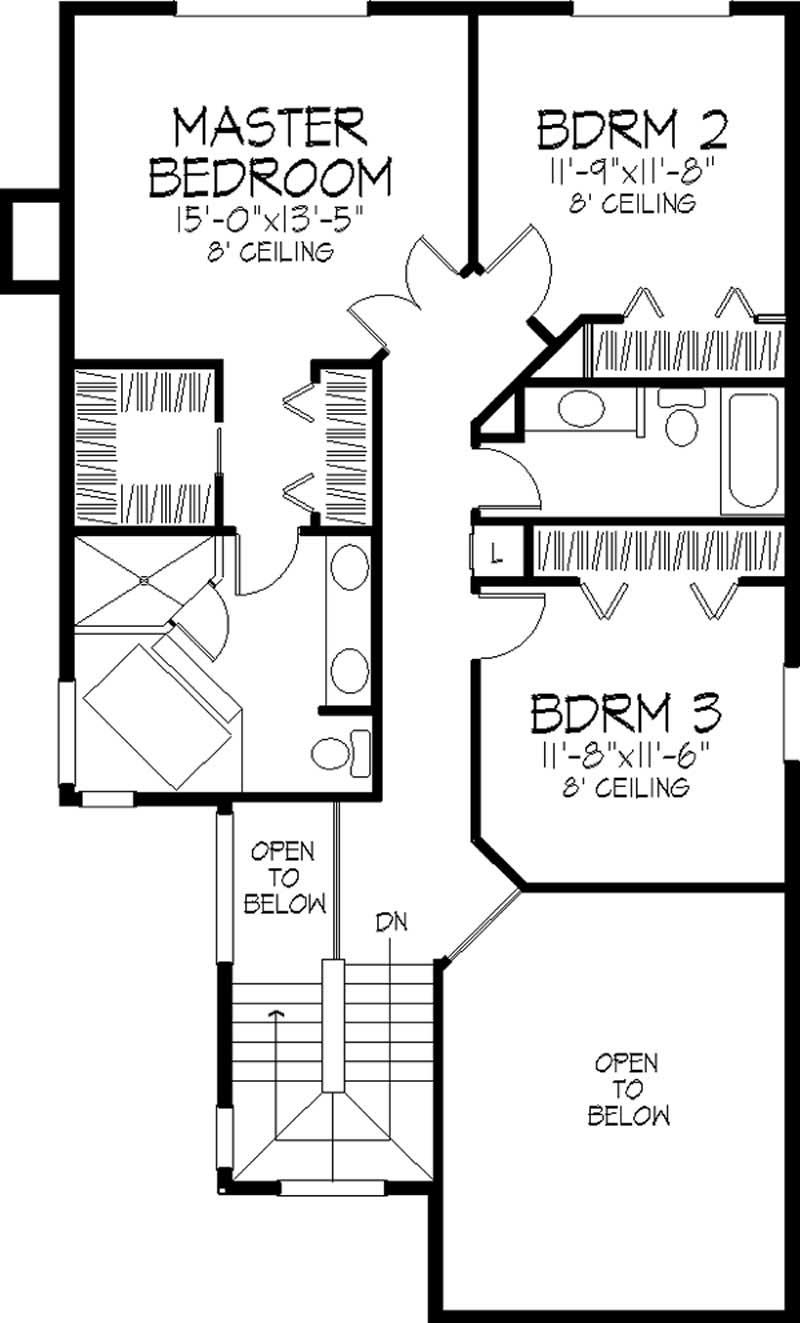 Floor Plan Second Story of European Plan #146-2260